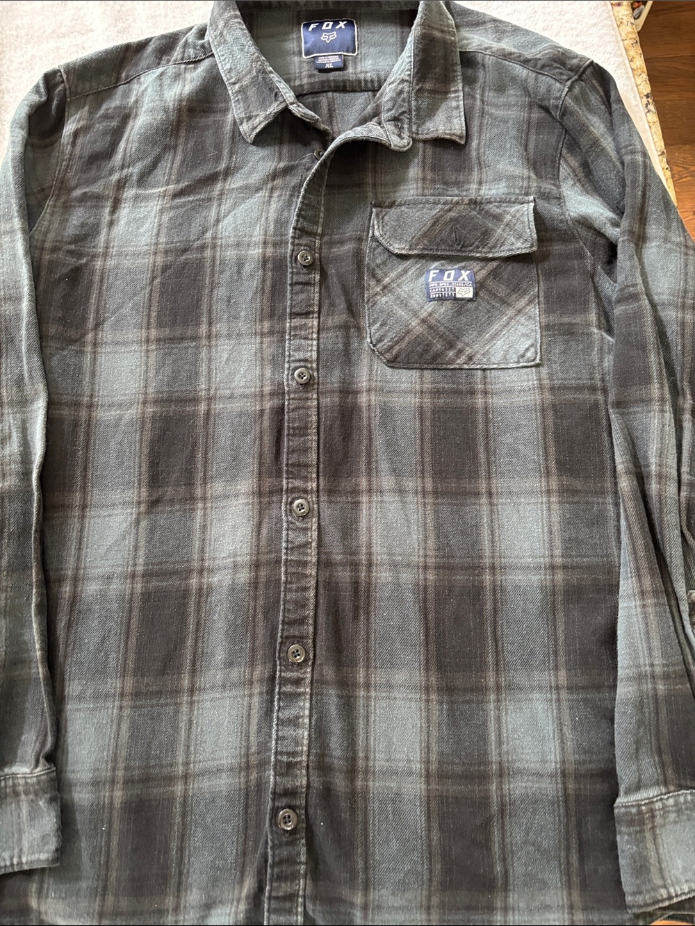 Fox Plaid Button-Down Shirt in Gray and Black